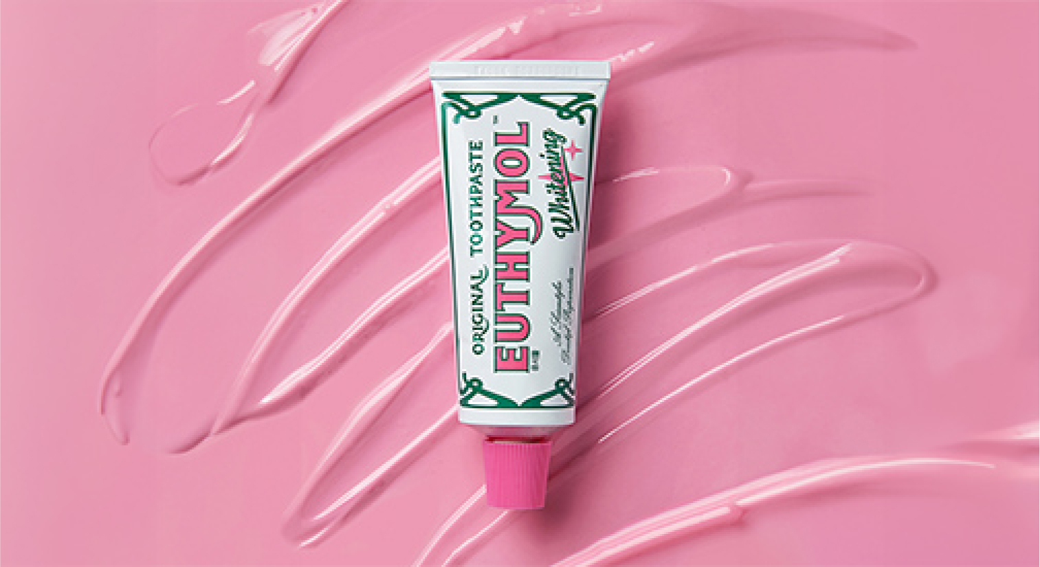 Pink intensity derived from eucalyptus and thymol oil, British luxury oral care brand